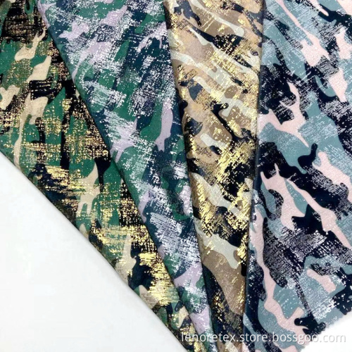 Polyester Stretch Knit Velvet Foiled Digital Print Fabric